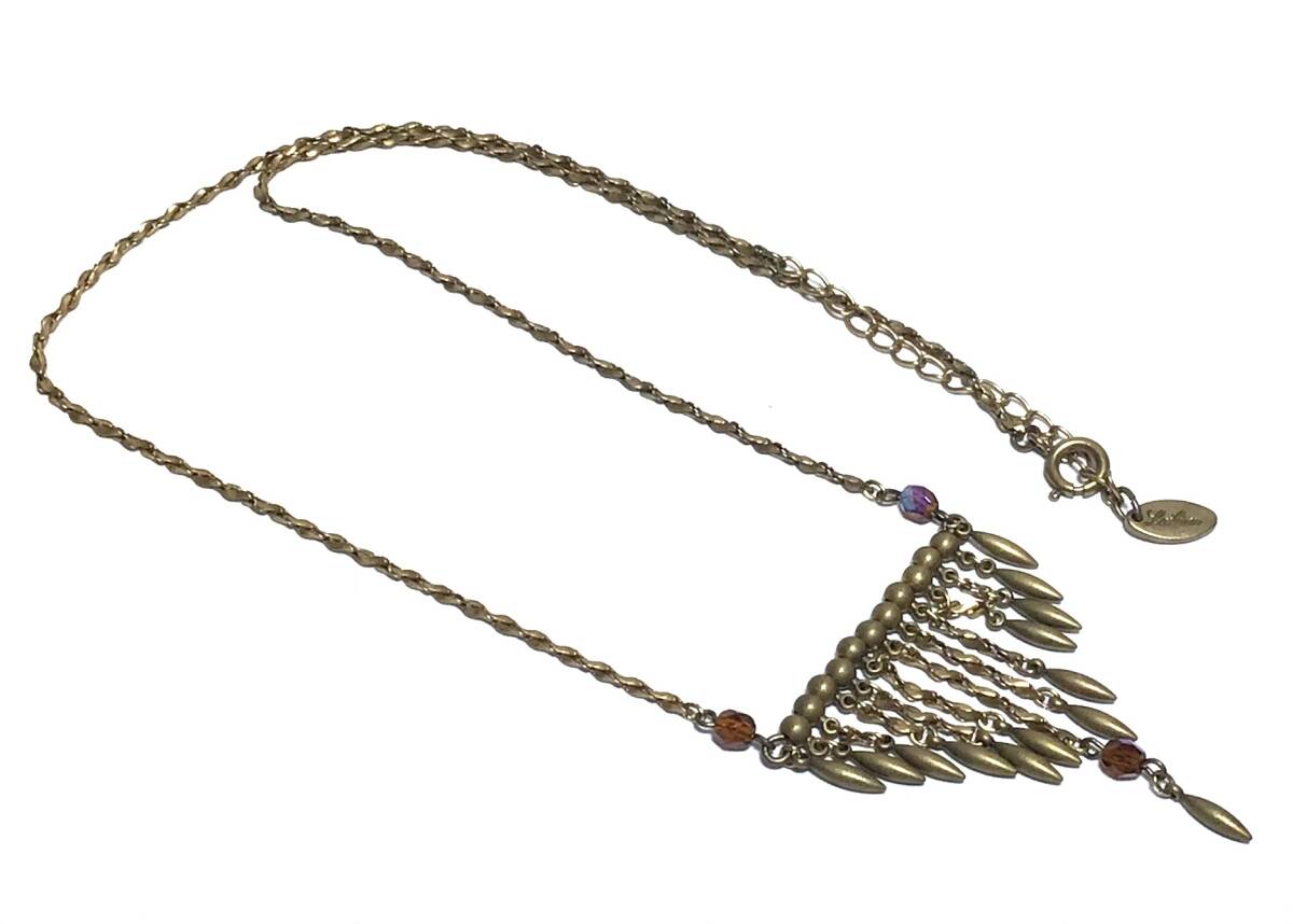 レリアン Leilan エスニック風 ネックレス ブロンズカラー ブラウンストーン ペンダント_画像2