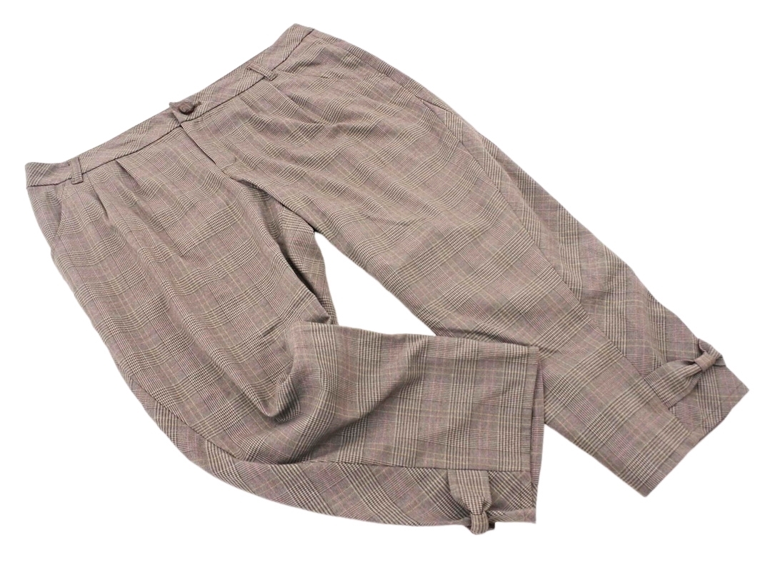 PeytonPlace ペイトンプレイス グレンチェック クロップド パンツ size15B/茶 ◇■ ☆ eka1 レディース