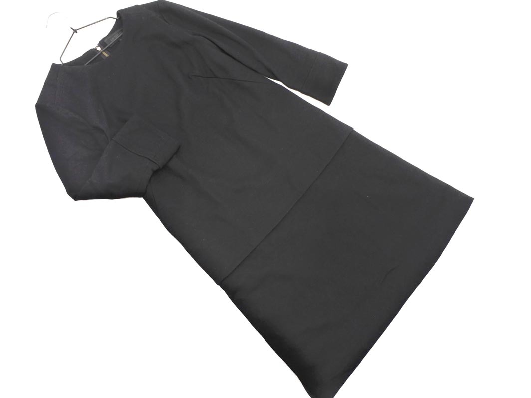 UNTITLED アンタイトル ウール100% バックジップ Iライン ワンピース size1/黒 ◇■ ☆ eka1 レディース