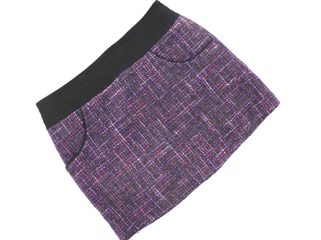 ネコポスOK Apuweiser-riche アプワイザーリッシェ ウール混 ツイード ミニ スカート size1/グレーｘピンク ◇■ ☆ eka5 レディース