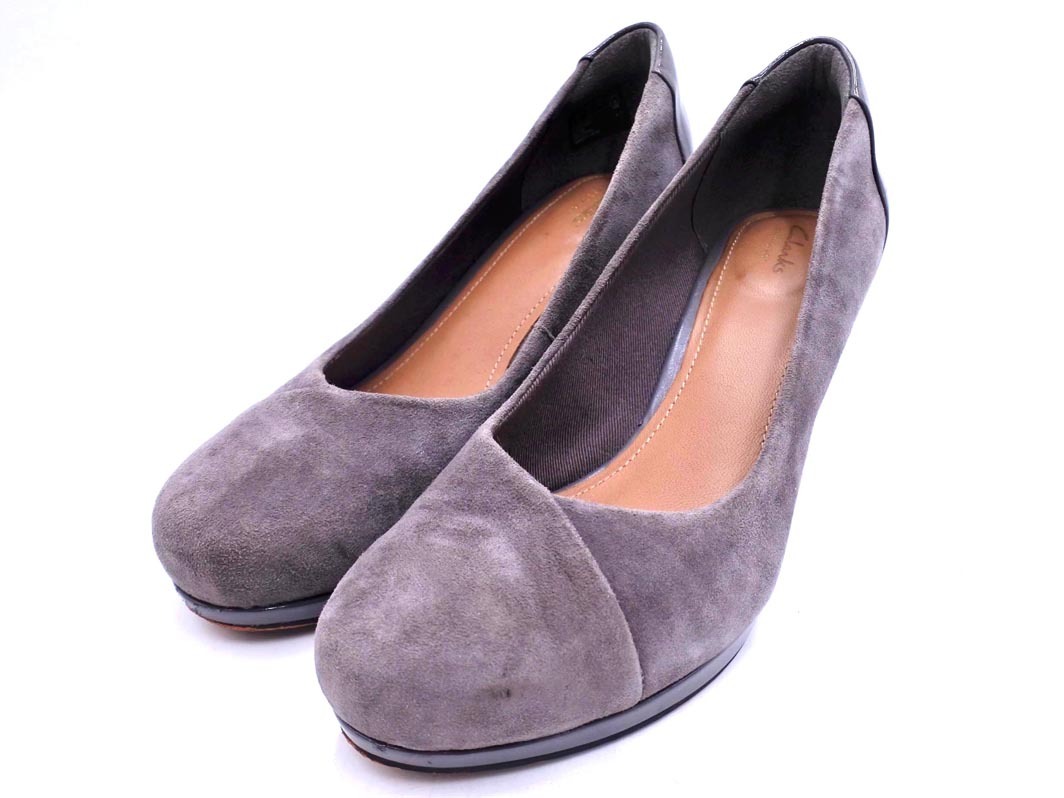 clarks クラークス スウェード調(diào) 切替 ハイヒール パンプス size23/グレー ◇■ ☆ eka7 レディース
