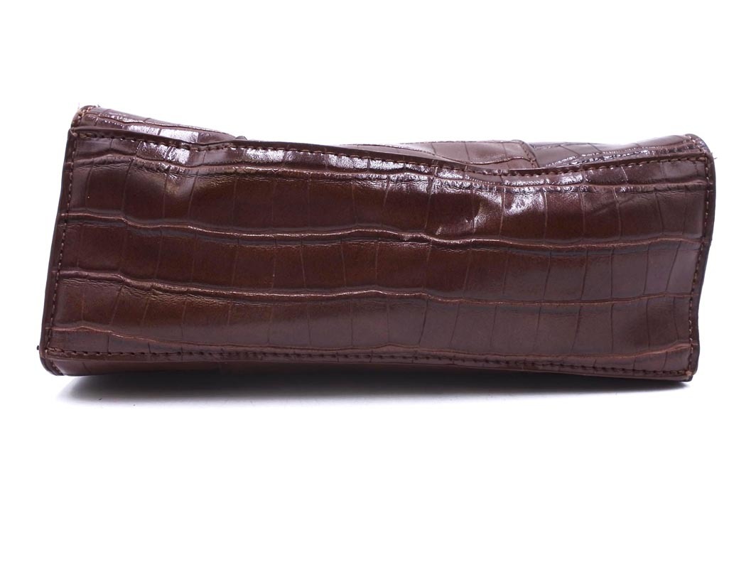 who’s who Chico フーズフーチコ フェイクレザー クロコ型押し バンブーハンドル 2WAY ショルダー バッグ 茶 ■■ ☆ eka7 レディース