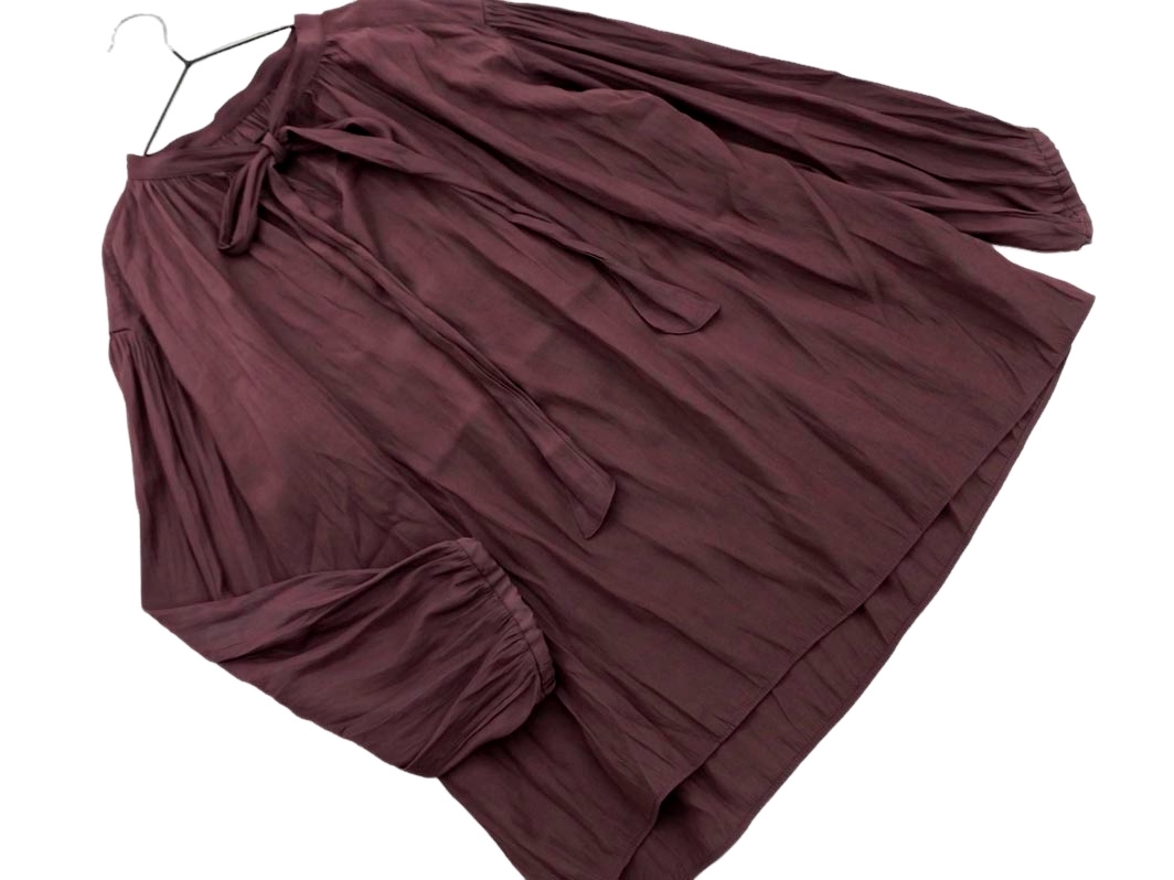 ネコポスOK エニィファム リボン ブラウス シャツ sizeF/ボルドー ◇■ ☆ ekb3 レディース