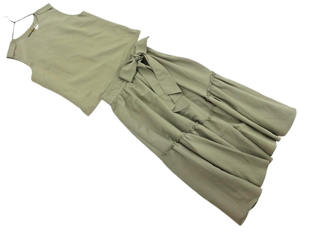 Mila Owen ミラオーウェン ノースリーブ カットソー ロングスカート セットアップ size1/カーキ ■◆ ☆ ekb4 レディース