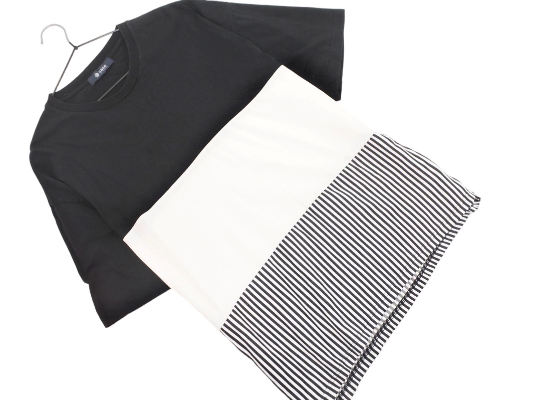 nano universe ナノユニバース 切替 Tシャツ sizeL/黒ｘ白 ■◆ ☆ ekb4 メンズ