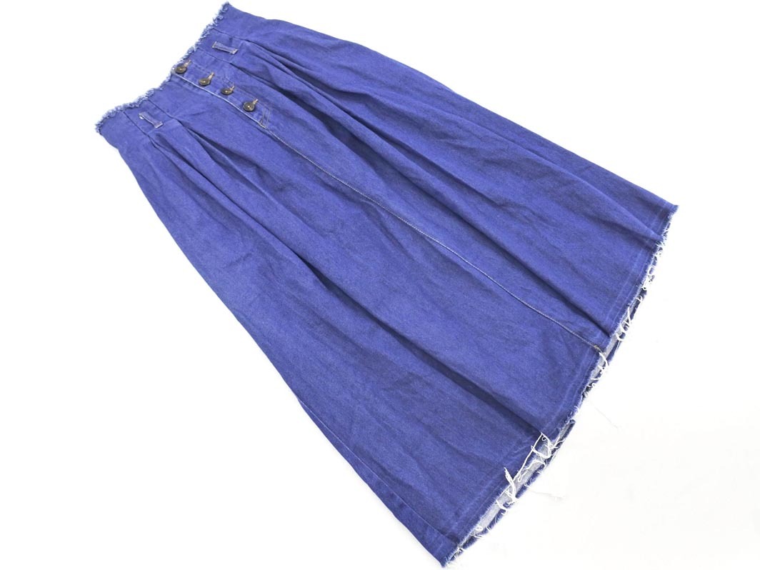 Heather ヘザー カットオフ フレア デニムスカート sizeS/紺 ■■ ☆ ekb4 レディース