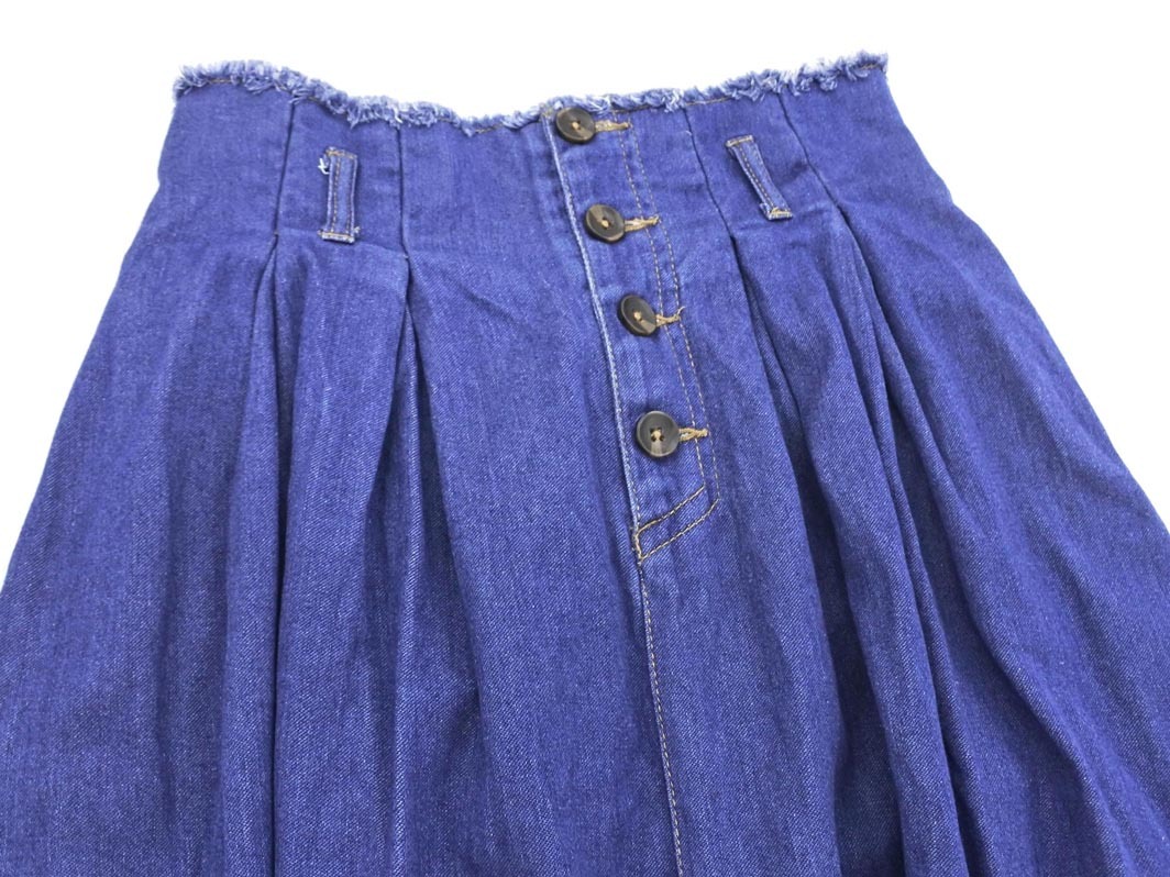 Heather ヘザー カットオフ フレア デニムスカート sizeS/紺 ■■ ☆ ekb4 レディース