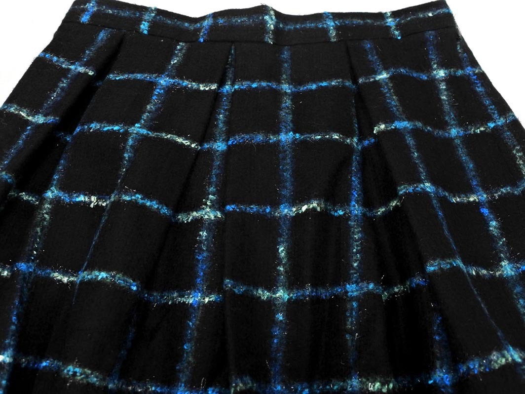 新品 NATURAL BEAUTY ナチュラルビューティー ウール混 チェック スカート size38/黒 ◇■ ☆ ekb9 レディース