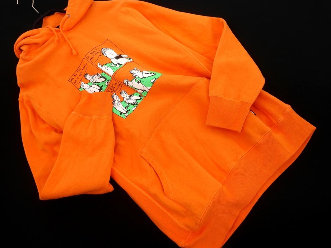 FTC プリント プルオーバー パーカー sizeM/オレンジ ◇■ ☆ ekc0 メンズ