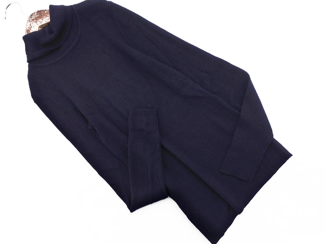 ネコポスOK COMME CA ISM コムサイズム ウール混 リブ タートルネック ニット セーター sizeM/濃紺 ◇■ ☆ ekc2 レディース