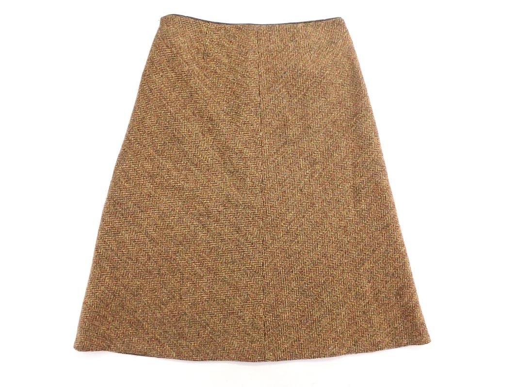 MACPHEE マカフィー トゥモローランド ウール混 ヘリンボーン Aライン 臺形 スカート size36/ベージュ ◇■ ☆ ekc1 レディース