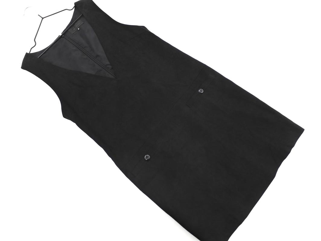 ネコポスOK UNTITLED アンタイトル スウェード調(diào) ジャンパー スカート ワンピース size2/黒 ◇■ ☆ ekc2 レディース