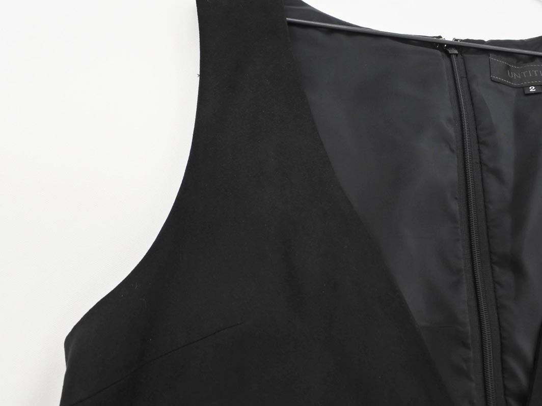 ネコポスOK UNTITLED アンタイトル スウェード調(diào) ジャンパー スカート ワンピース size2/黒 ◇■ ☆ ekc2 レディース