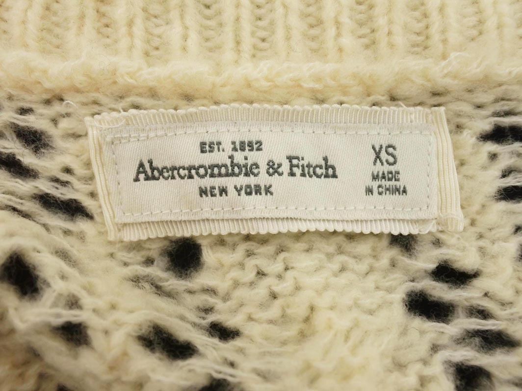 Abercrombie & Fitch アバクロンビー＆フィッチ Vネック 透かし編み ニット カーディガン sizeXS/オフホワイト ◇■ ☆ ekc5 レディース