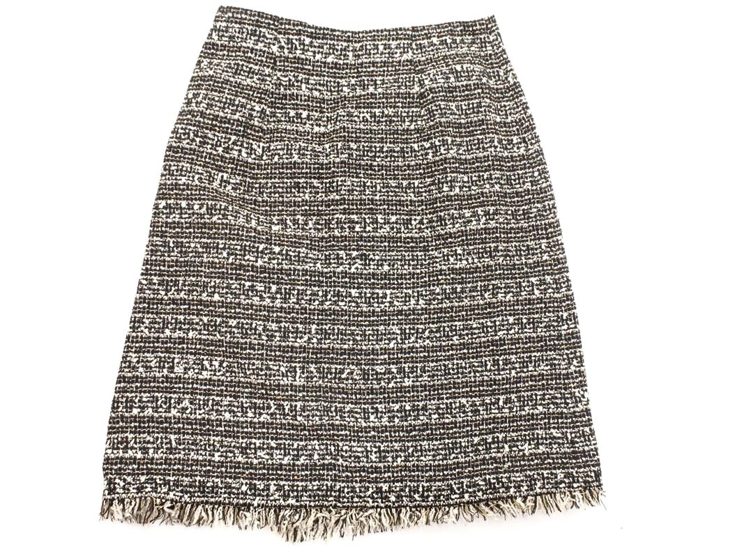 SLOBE IENA スローブイエナ ラメツイード リボン 巻き ラップ スカート size38/白ｘ黒 ◇■ ☆ ekc6 レディース