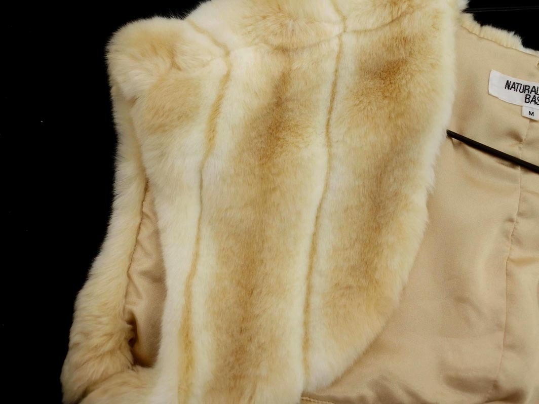 NATURAL BEAUTY BASIC ナチュラルビューティーベーシック フェイクファー ボレロ カーディガン sizeM/ベージュ ◇■ ☆ ekc6 レディース