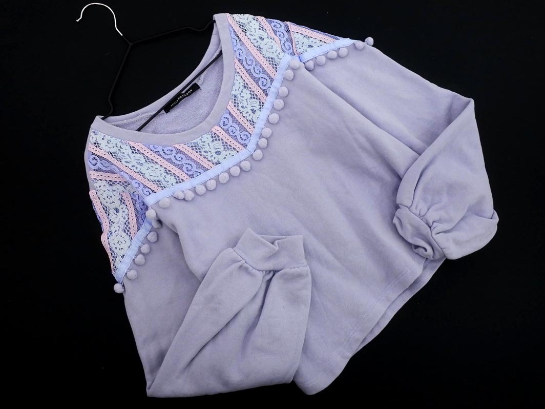 alicia PAGEBOY アリシアページボーイ レース 切替 スウェット sizeF/ラベンダー ◇■ ☆ ekc6 レディース