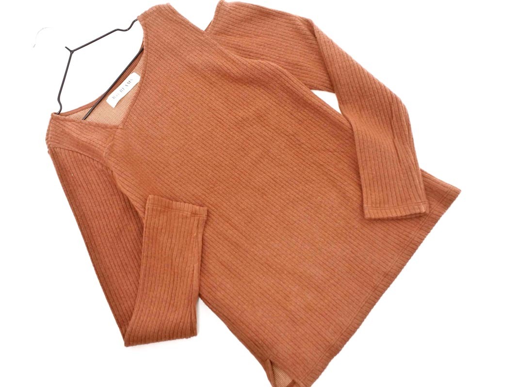Ray BEAMS レイビームス オープンショルダー リブ カットソー 茶 ◇■ ☆ ekc7 レディース