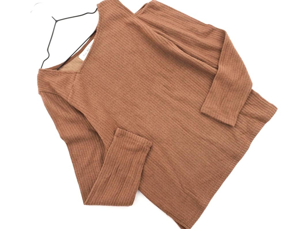 Ray BEAMS レイビームス オープンショルダー リブ カットソー 茶 ◇■ ☆ ekc7 レディース