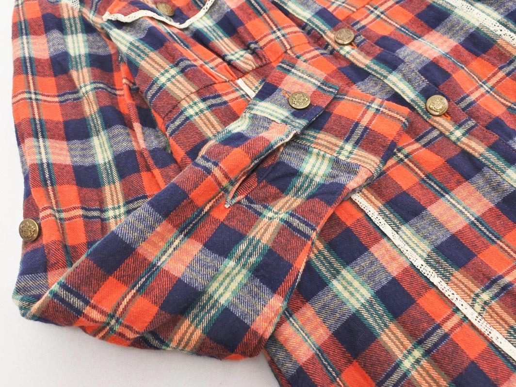 CECIL McBEE セシルマクビー レース チェック シャツ sizeM/赤ｘ紺 ◇■ ☆ ekc7 レディース