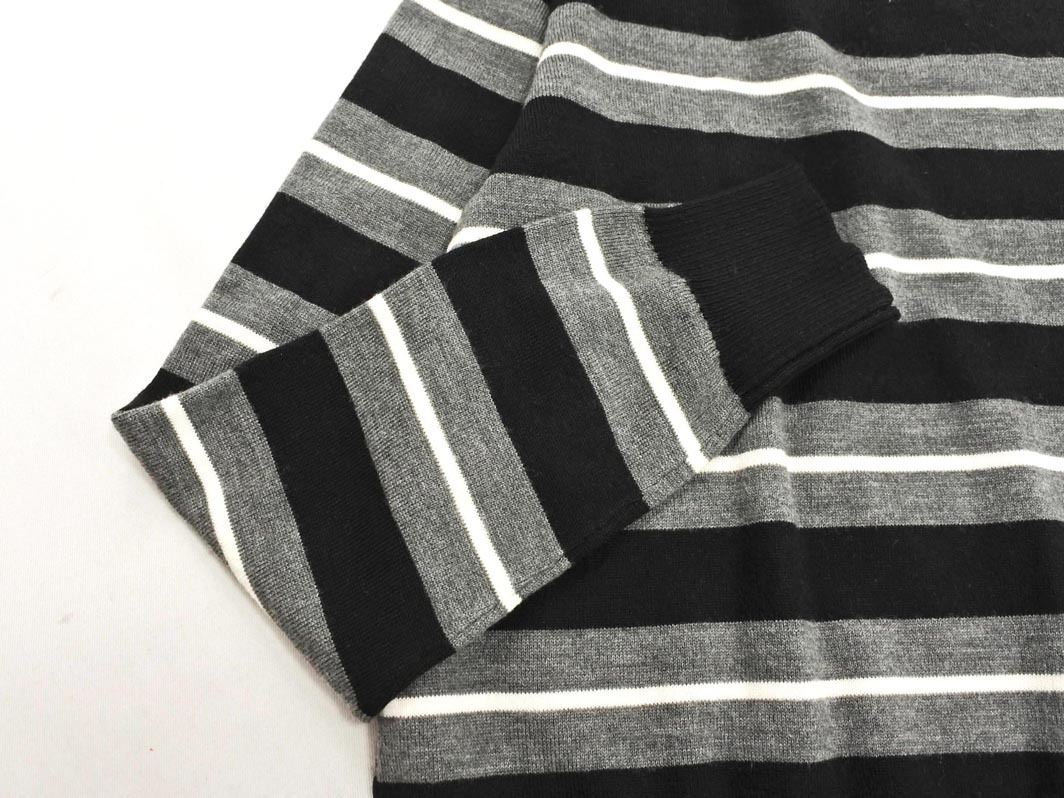 M-PREMIER エムプルミエ ウール混 ボーダー ニット セーター size36/黒ｘグレーx白 ◇■ ☆ ekc9 レディース