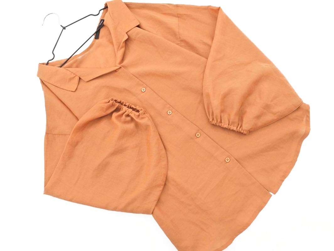 ネコポスOK Heather ヘザー ボリュームスリーブ ブラウス シャツ 茶 ■◇ ☆ ekc8 レディース