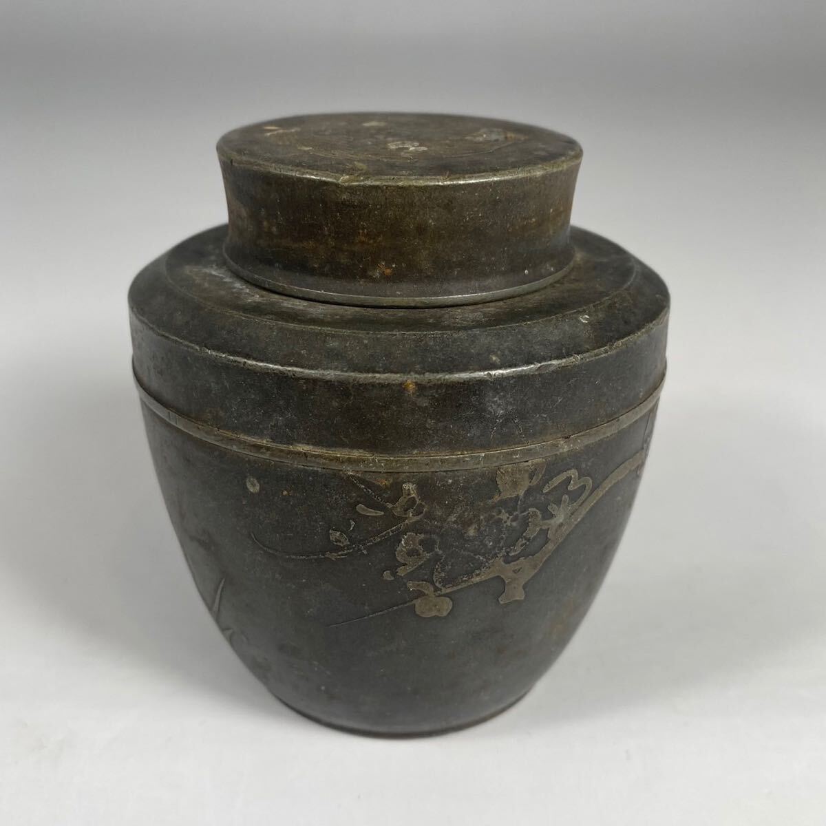 古錫 茶葉罐 御錫屋天下一美作守 「錫製瓜角形茶心壺」 茶筒