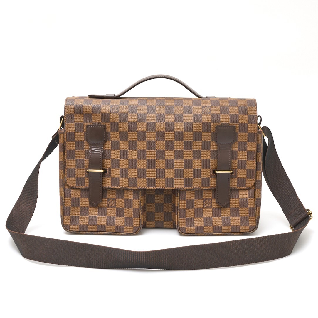 LOUIS VUITTON ルイヴィトン ブロードウェイ N42270 2WAY ハンド ショルダーバッグ ダミエ・エベヌ×レザー ブラウン×ゴールド金具_画像1