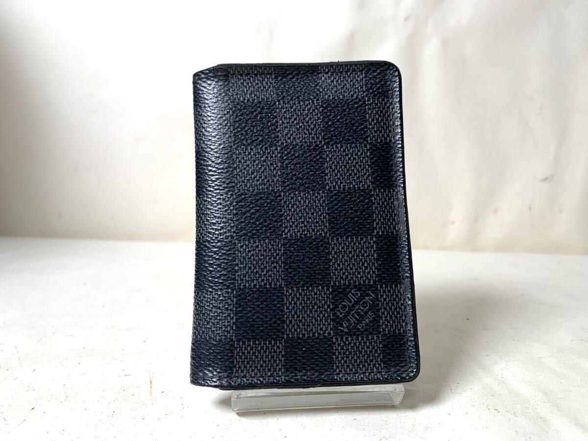 1599 1円 ■極美品■ LOUIS VUITTON ルイヴィトン N63075 ダミエグラフィット オーガナイザードゥポッシュ カードケース ブラック系 
