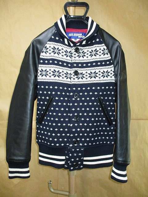 ジュンヤワタナベ　マン JUNYA WATANABE COMME des GARCONS MAN　11AW ノルディック柄 レザー スタジャン XS