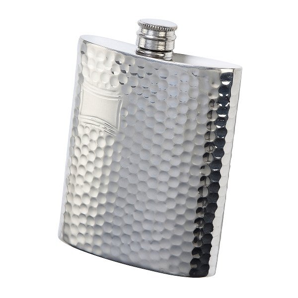 送料無料 Pinder Bros[ピンダー・ブロス]ピューター ウイスキーボトル・ハンマード 6.0oz じょうご付