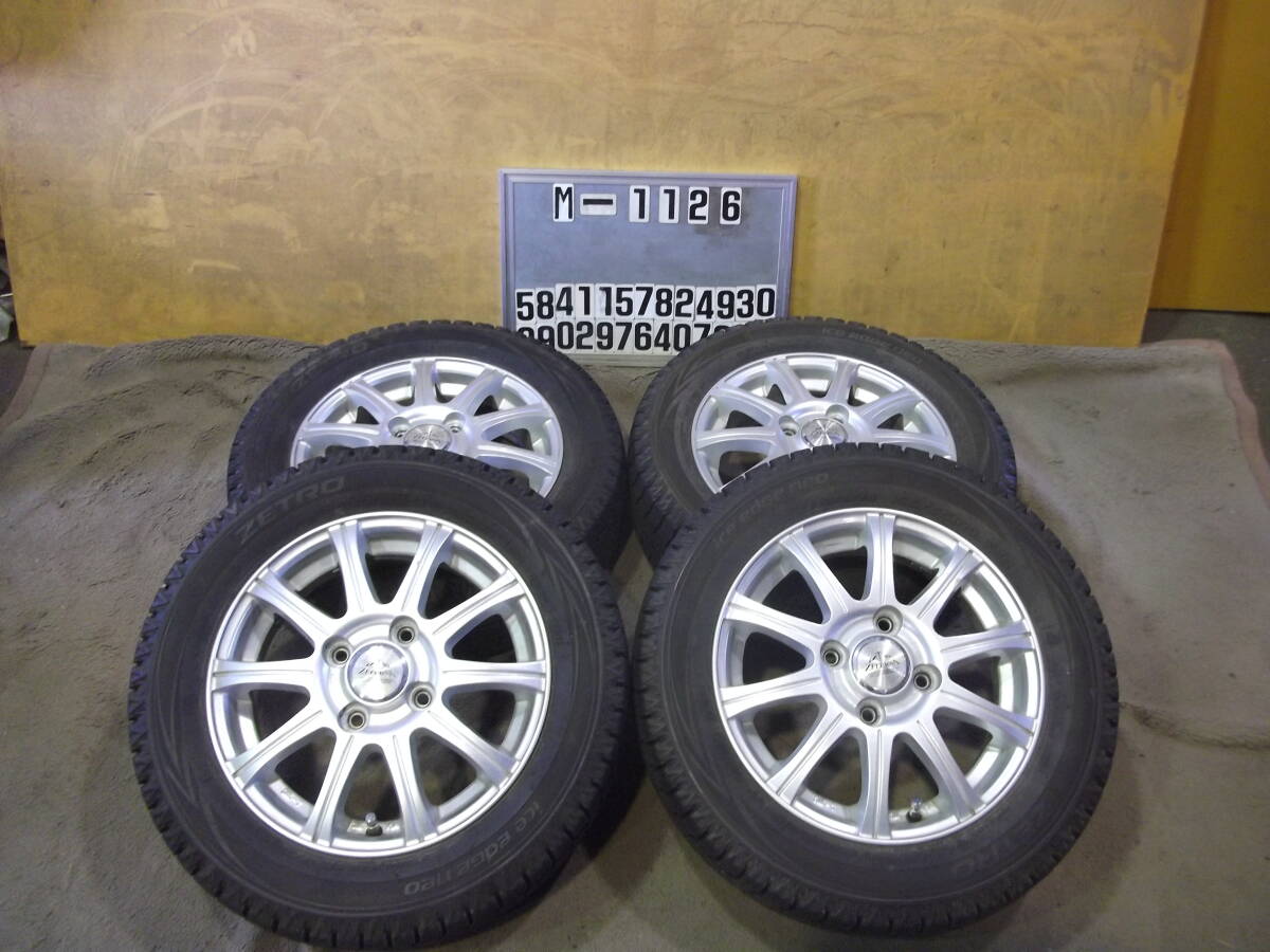 M-1126スタッドレス屋155/65R13アルミ付き４本（4J 100 4穴 +43)⑰　　　　本州送料込み