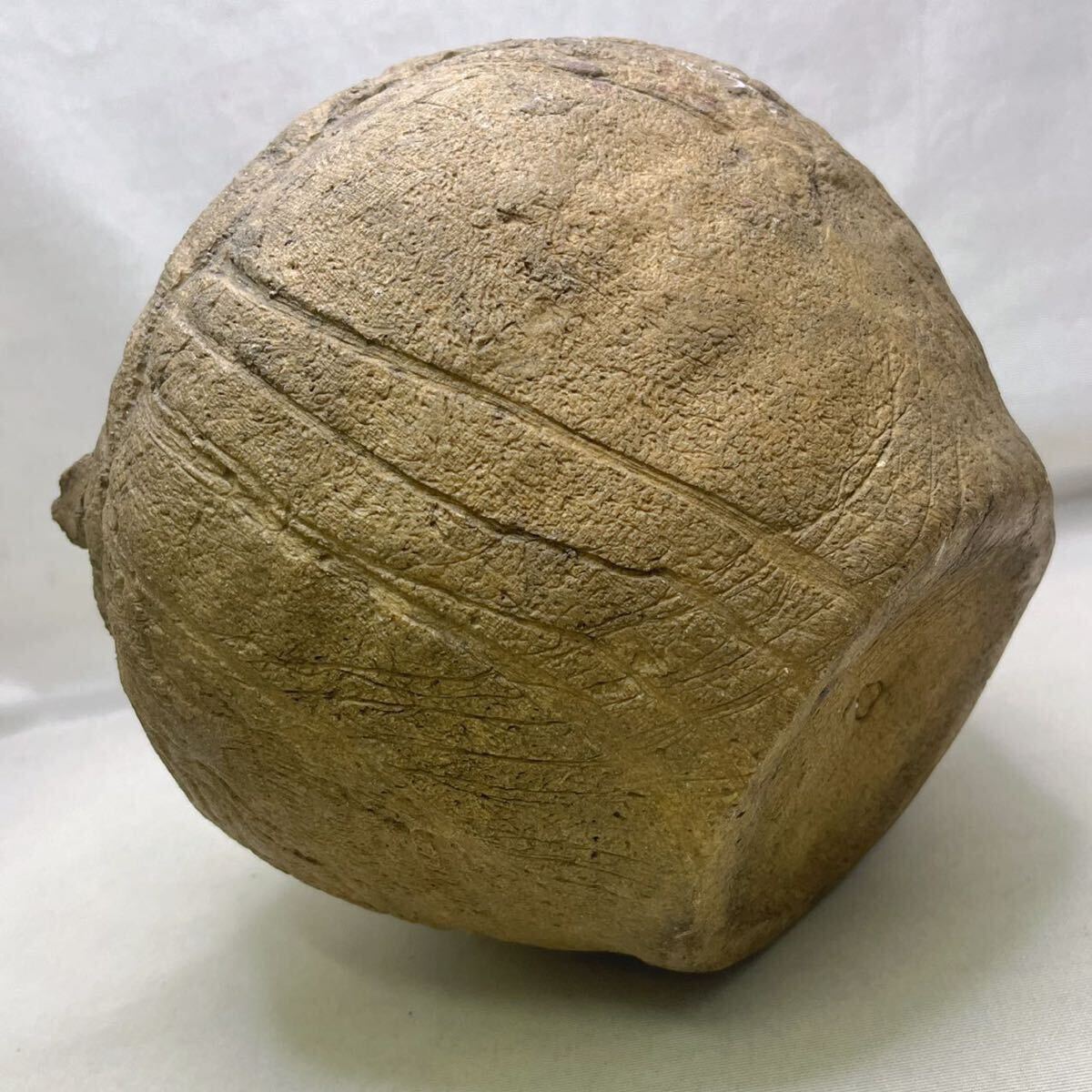 時代物 古信楽焼 瓢箪印 縄文 壺 双耳茶壺 茶壺 花瓶 花生 古