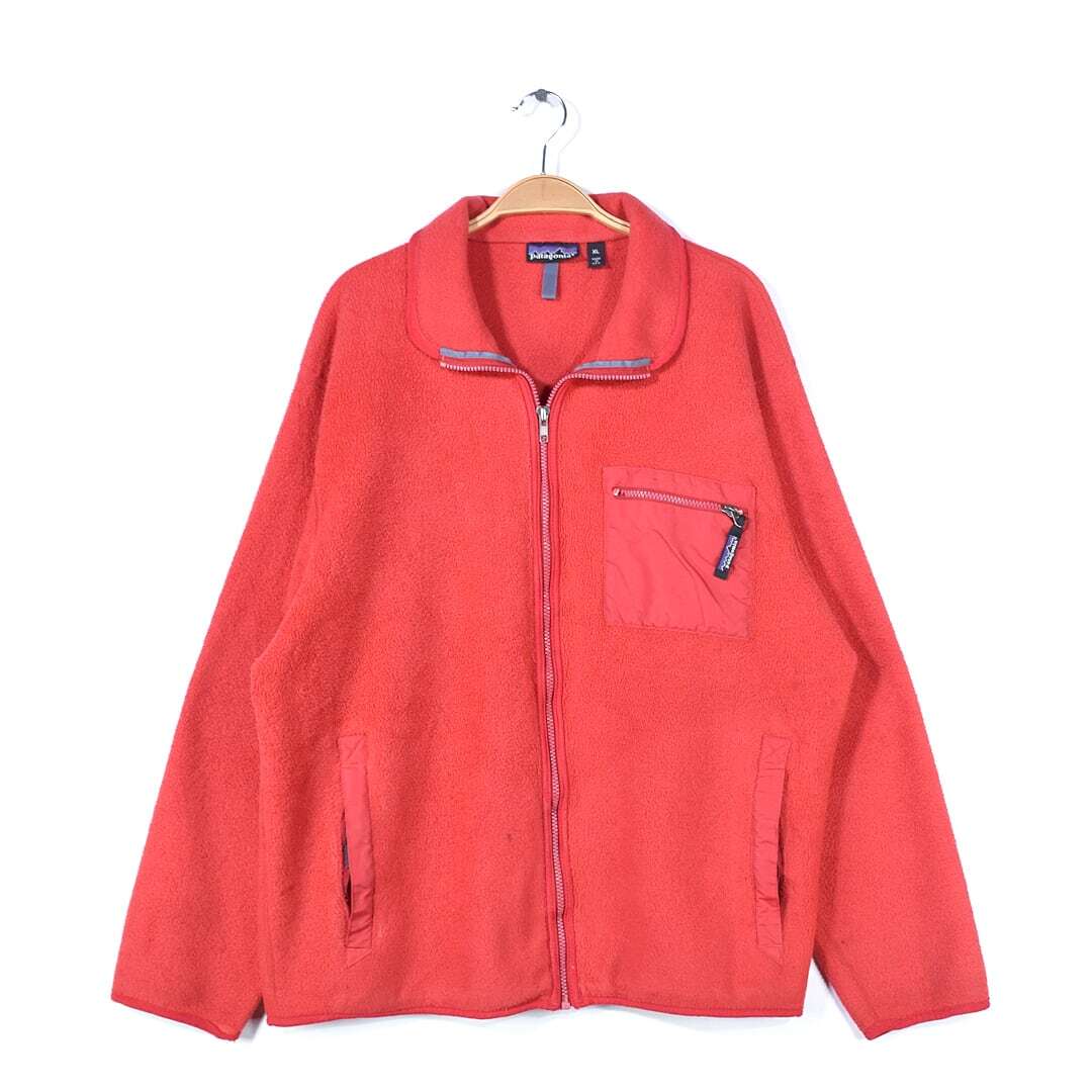 【送料無料】90s パタゴニア USA製 フリースジャケット 赤 レッド アウトドア STYLE 25021 PATAGONIA サイズXL 古着 @DD0401