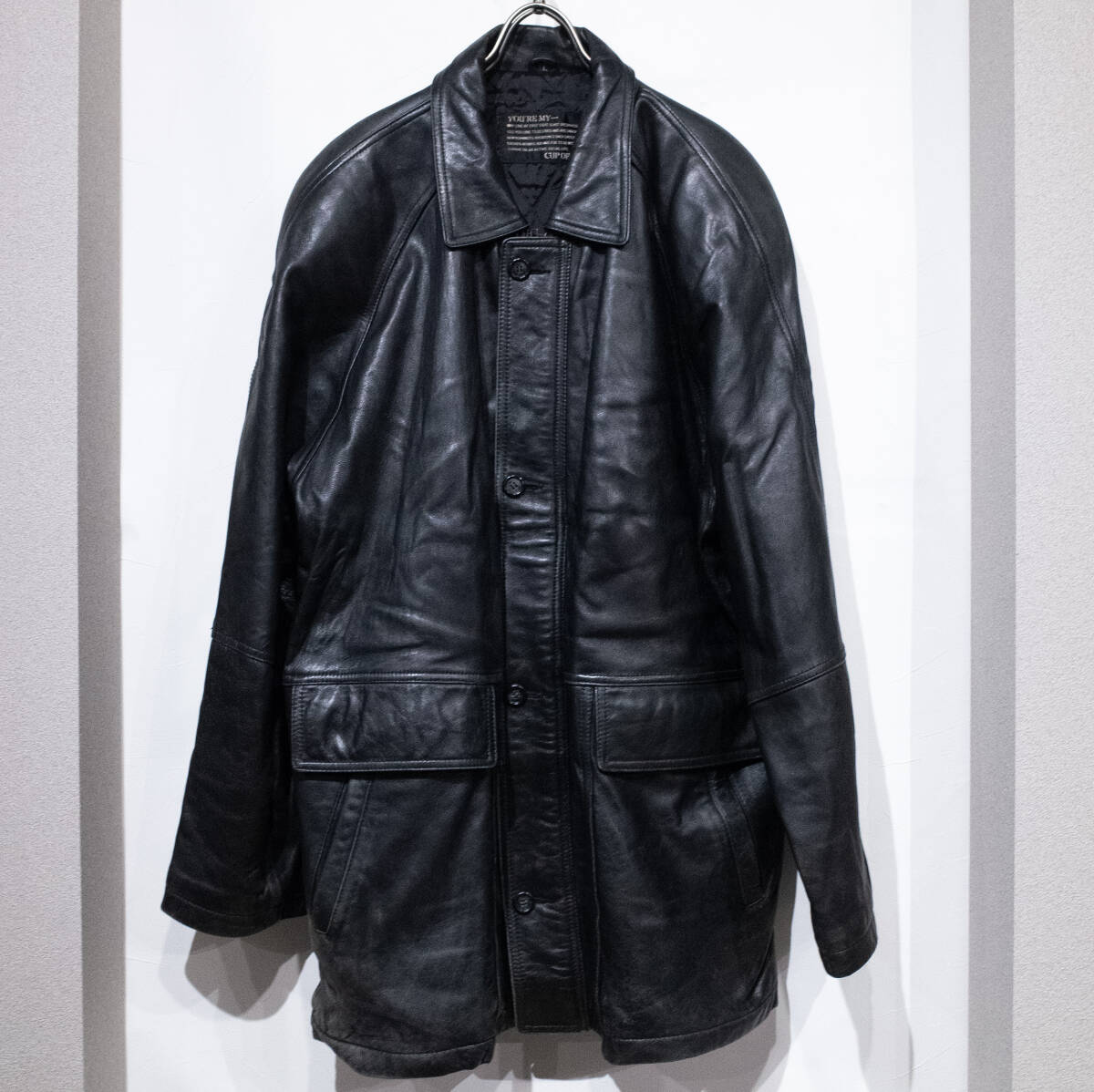 L / 80s 90s UNKNOWN 羊革 ビンテージ レザー ハーフコート レザージャケット ブラック レトロ 肩パッド オーバーサイズ 古着 90年代 L / 80s 90s UNKNOWN 羊革 ビンテージ レザー ハーフコート レザージャケット ブラック レトロ 肩パッド オーバーサイズ 古着 90年代