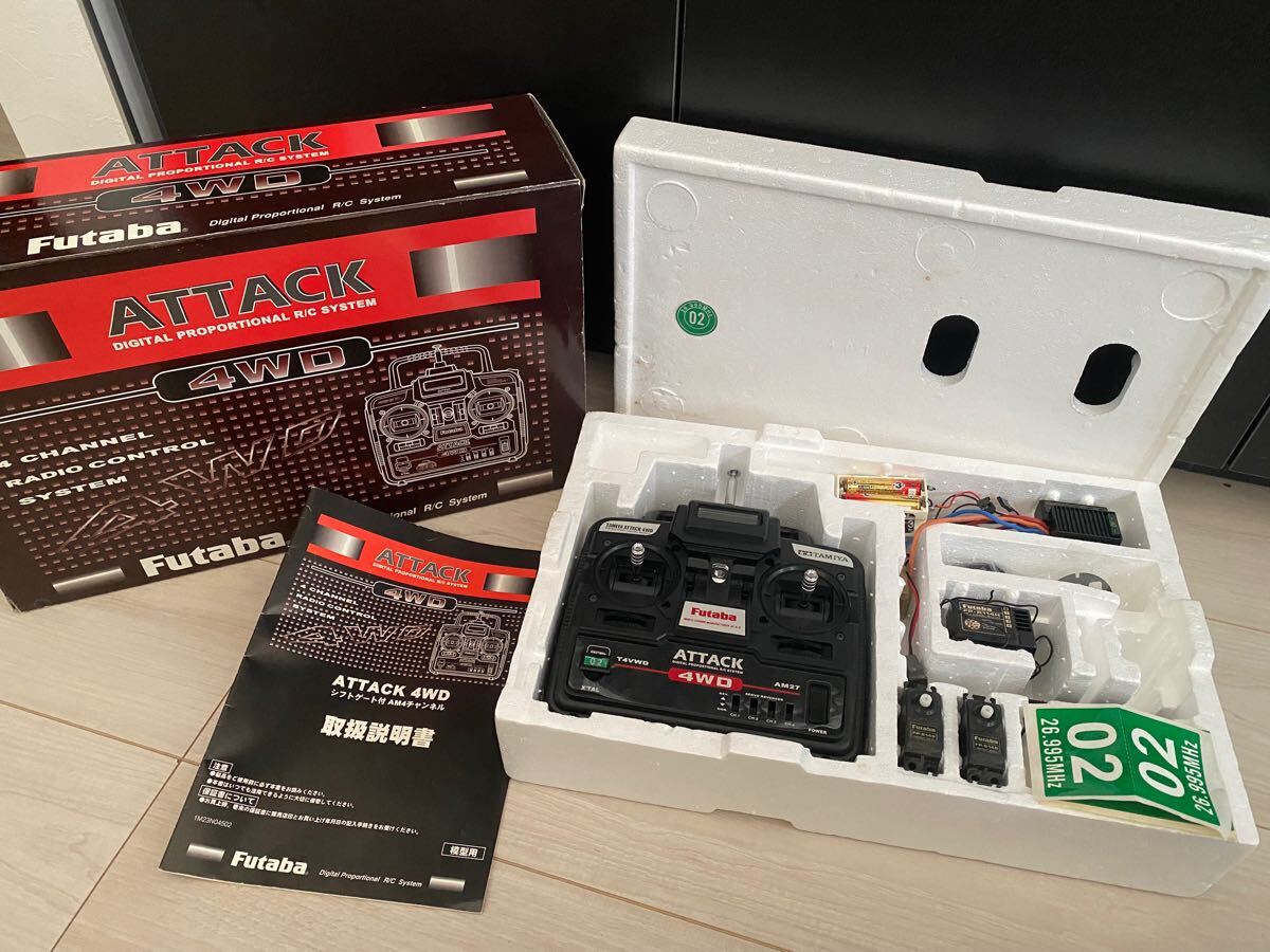 美品 フタバ ATTACK 4WD T4VWD 送信機 受信機（FUTABA 双葉電子 アタック RC ラジコン プロポ AM 27MHz）