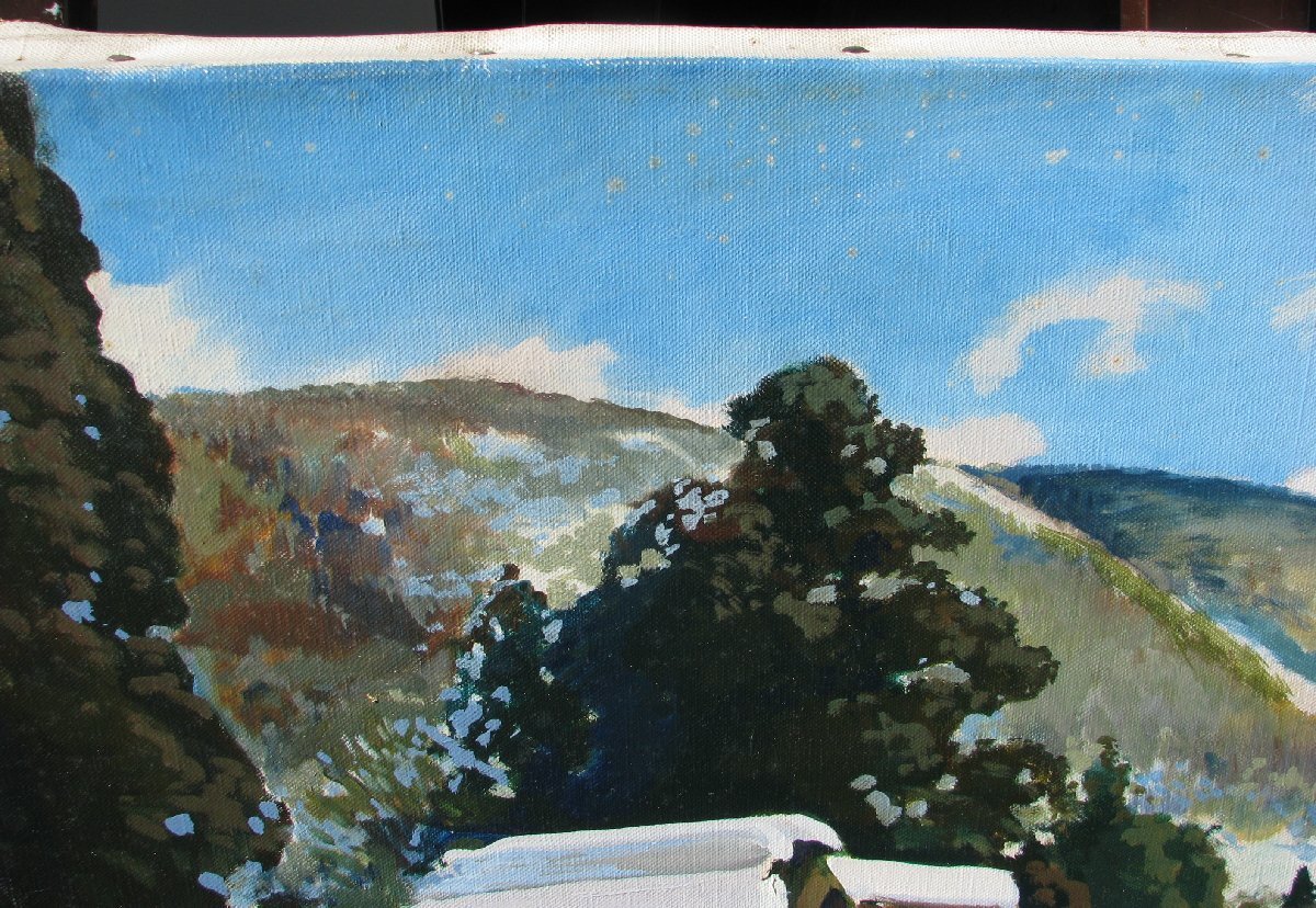 檜山健三「雪国の春」F20号油彩,スペイン個展出品作,図録掲載,日本の原風景 スペインの光と影，檜山健三「雪国の春」F20号油彩，スペイン