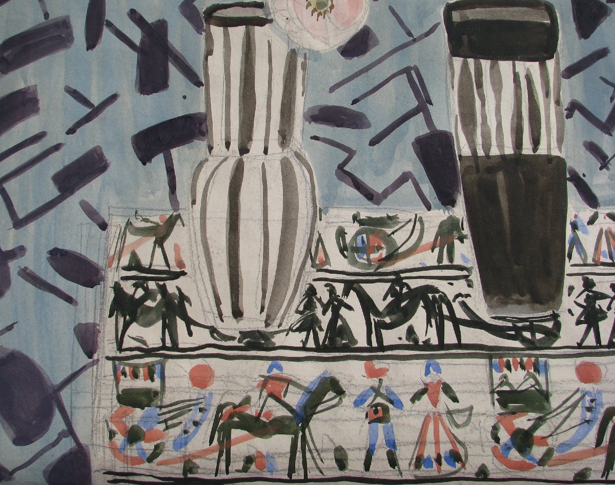 二科会員,水彩大家,仁戸田秀吉「アネモネ」「蝶」40号大,水彩,これが本画,水彩界の前衛的静物作家,茨城県近代美術館収蔵,両面描いてます_画像5