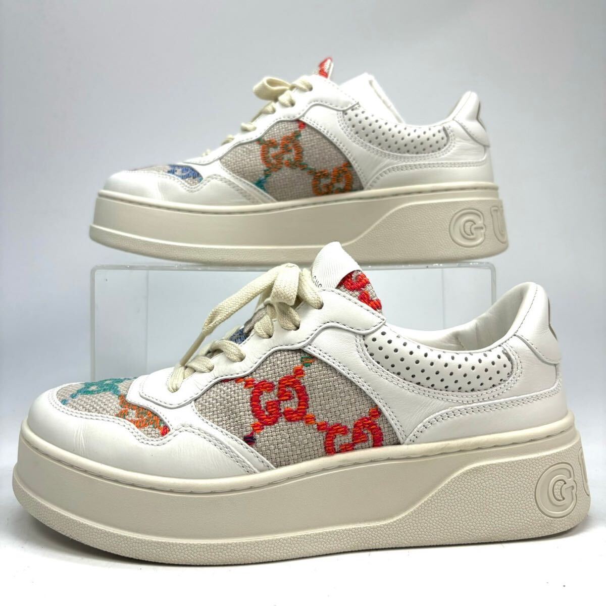 GUCCI グッチ スニーカー GG柄 38 25cm ホワイト マルチカラー GUCCI グッチ スニーカー GG柄 38 25cm ホワイト マルチカラー