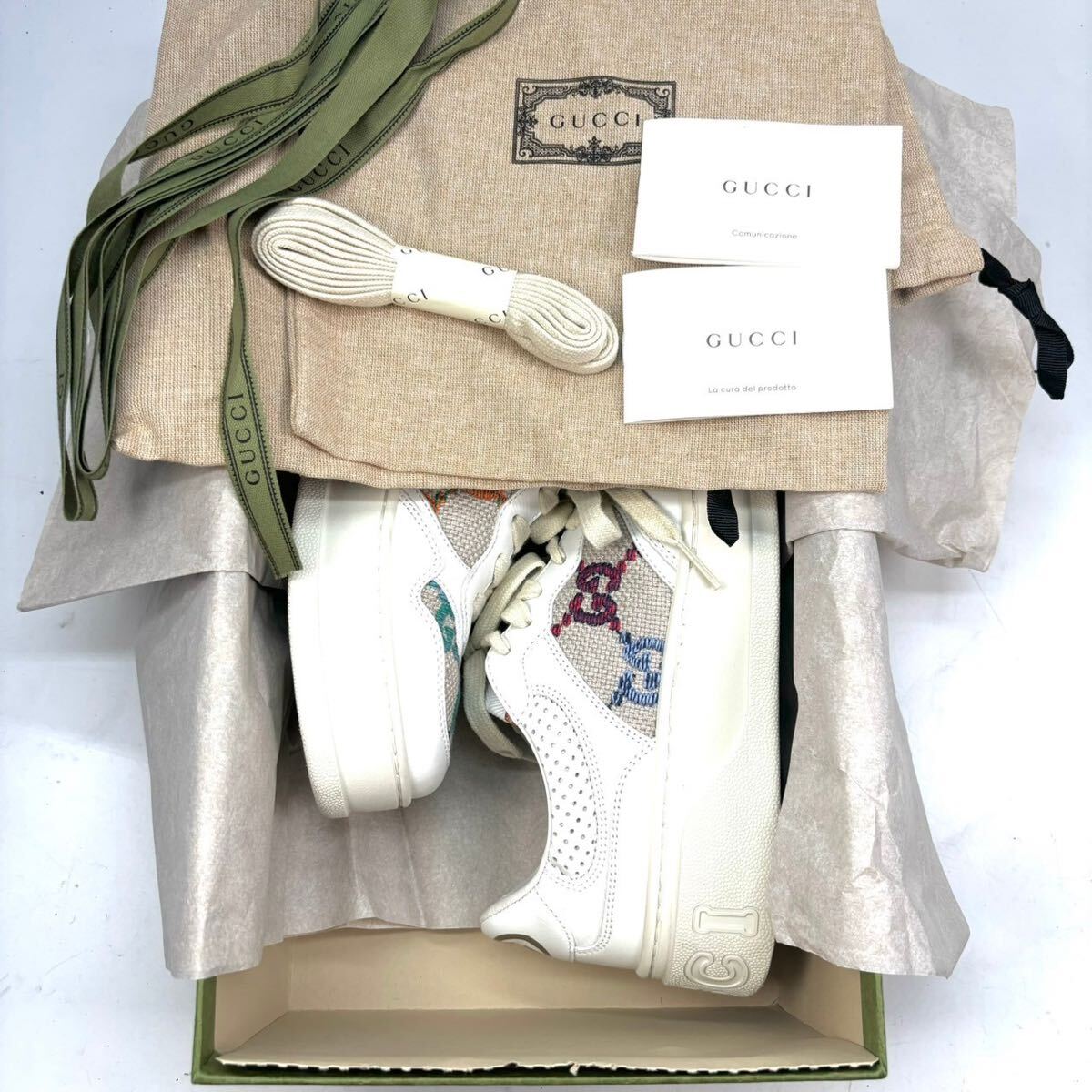 GUCCI グッチ スニーカー GG柄 38 25cm ホワイト マルチカラー GUCCI グッチ スニーカー GG柄 38 25cm ホワイト マルチカラー