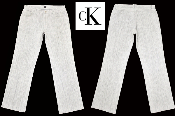 K-4660★CK Calvin Klein カルバンクライン★ライトグレー 織り生地 ストレッチ素材 ストレート パンツ ジーンズ W-30 76cm
