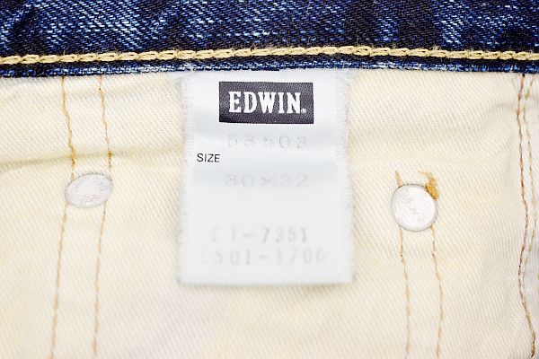K-4665*EDWIN Edwin 53503 503* сделано в Японии уникальный цвет .. Vintage повреждение обработка темно синий Denim распорка джинсы W-30
