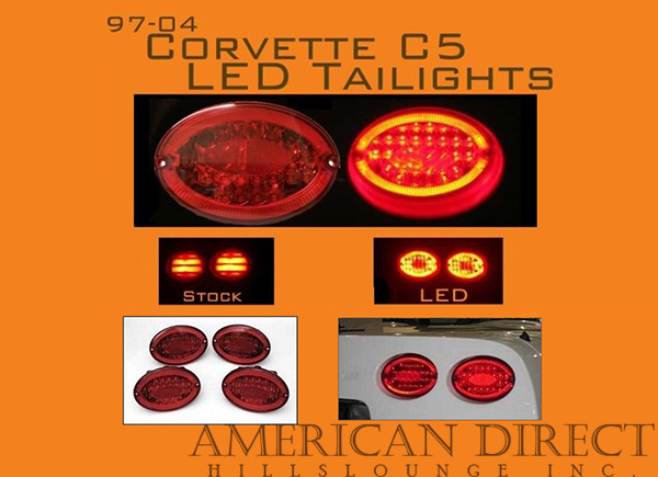 【即納/Corvette America社制/正規(guī)品/レッド/V4】97-04y シボレー コルベット C5 LED リア テール ライト ランプ LEDテール バック 41454