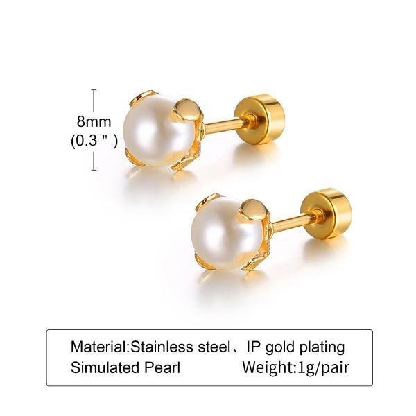  earrings stainless steel pearl stud earrings simple lady's men's 