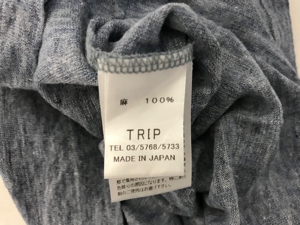 本物リネンRINENリネン麻半袖Tシャツメンズサーフアメカジミリタリーストリートスケーターワークビジネススーツ青ブルー日本製1S_画像5