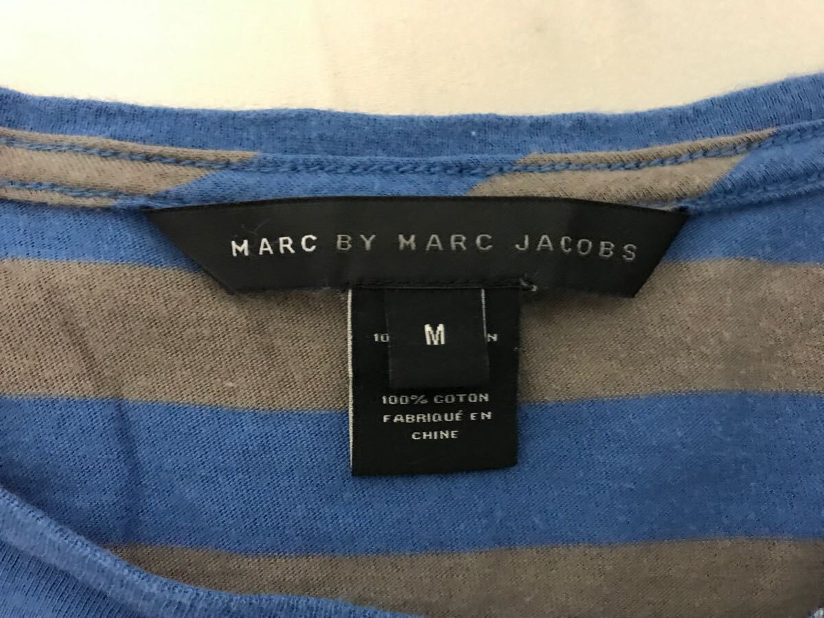 本物マークバイマークジェイコブスMARCBYMARCJACOBSコットンボーダー柄半袖Tシャツメンズサーフアメカジミリタリー青ブルーM_画像4