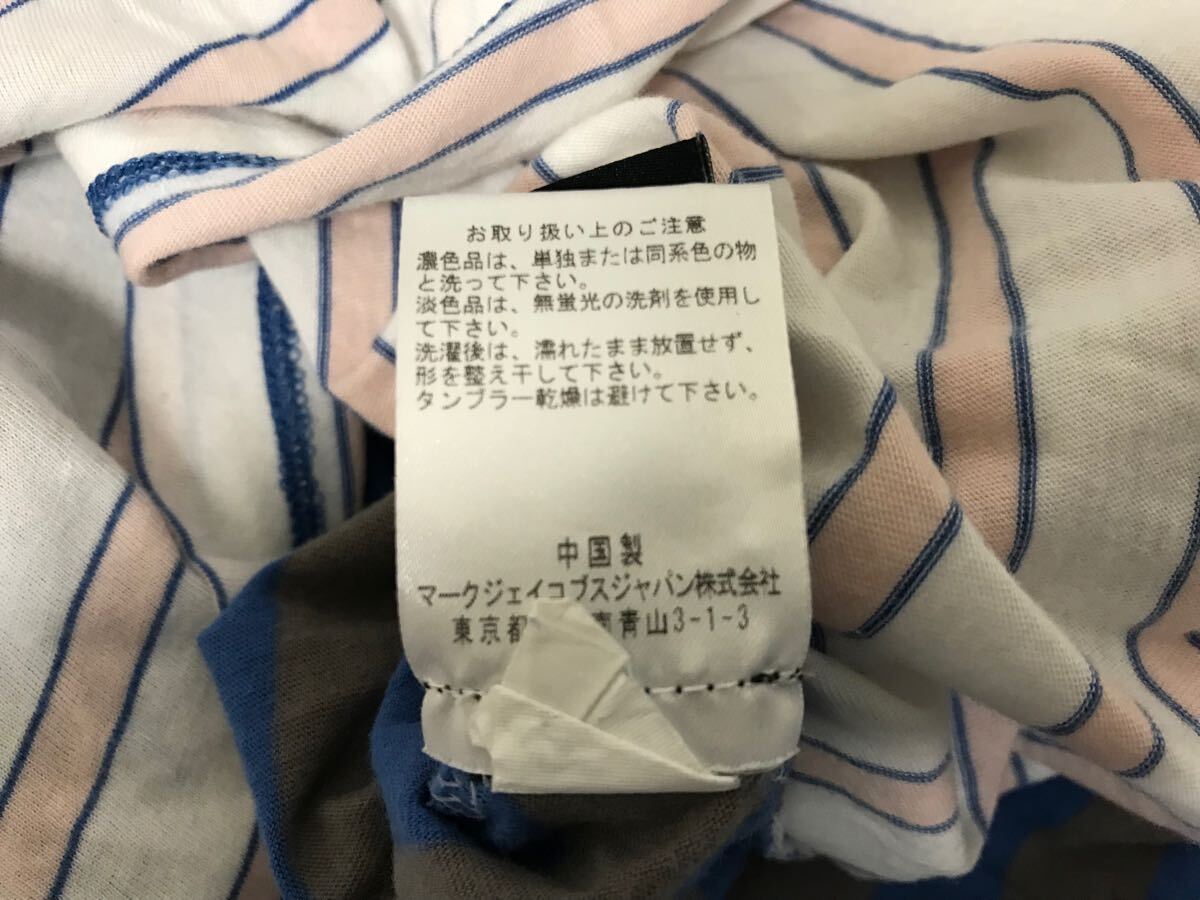 本物マークバイマークジェイコブスMARCBYMARCJACOBSコットンボーダー柄半袖Tシャツメンズサーフアメカジミリタリー青ブルーM_画像6