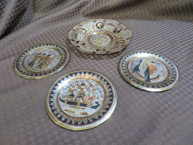エジプト　EGYPT 雑貨 装飾 　工芸品 彫金 壁掛け 飾り皿 プレート 金属製 エスニック 雑貨 まとめて