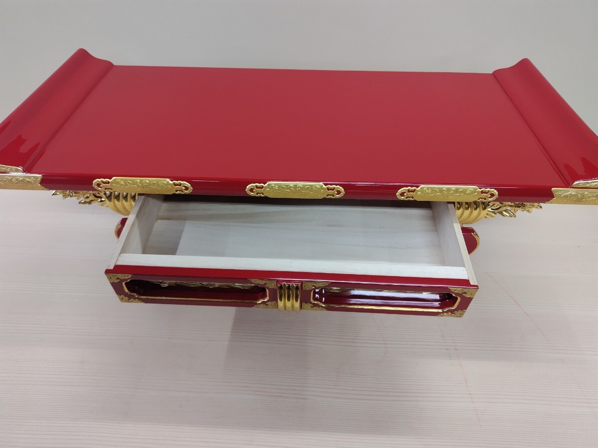 前机若葉型30号(3尺 91センチ)朱塗り本金箔金メッキ金具 前机若葉型30号(3尺 91センチ)朱塗り本金箔金メッキ金具