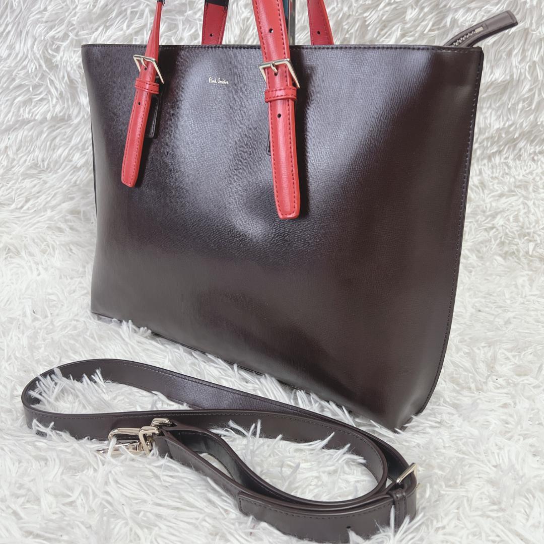 すぐ届く Paul Smith【バイカラー レザー ギフト】トートバッグ Bibian 比比昂- 1円【美品・希少】Paul Smith ポールスミス